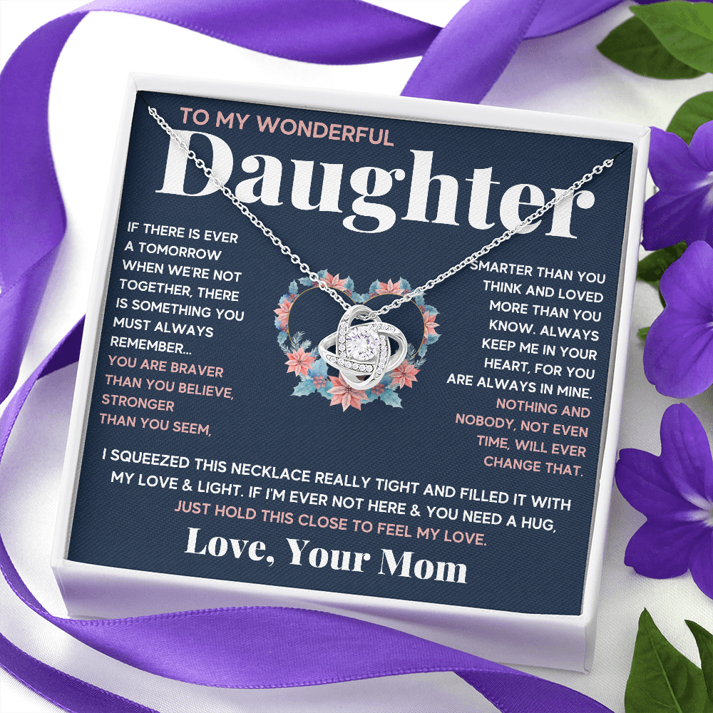 TO MY WONDERFUL DAUGHTER LOVE KNOT NECKLACE GIFT SET - ON CLOUD NINE GIFTS