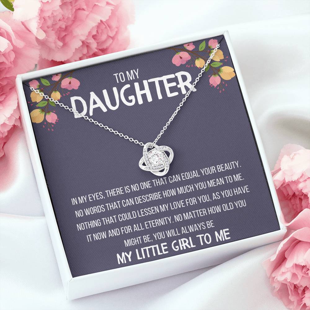 TO MY DAUGHTER "MY LITTLE GIRL TO ME" LOVE KNOT NECKLACE GIFT SET - ON CLOUD NINE GIFTS