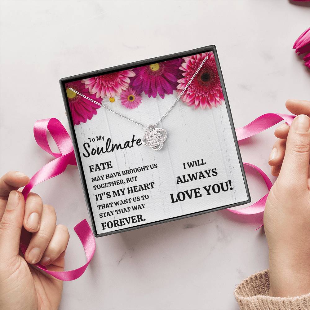 TO MY SOULMATE "IT'S MY HEART" LOVE KNOT NECKLACE GIFT SET - ON CLOUD NINE GIFTS