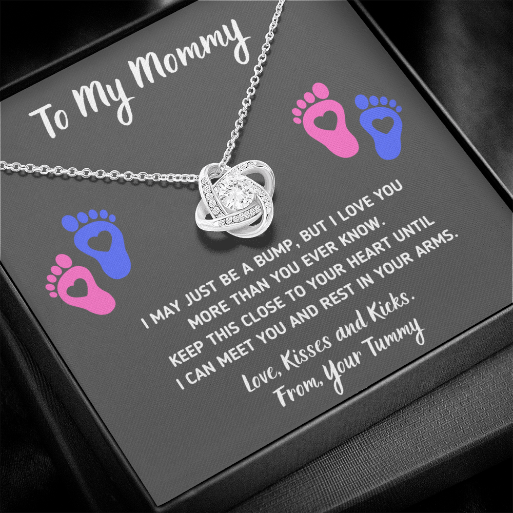 TO MY MOMMY BABY FEET LOVE KNOT NECKLACE GIFT SET - ON CLOUD NINE GIFTS