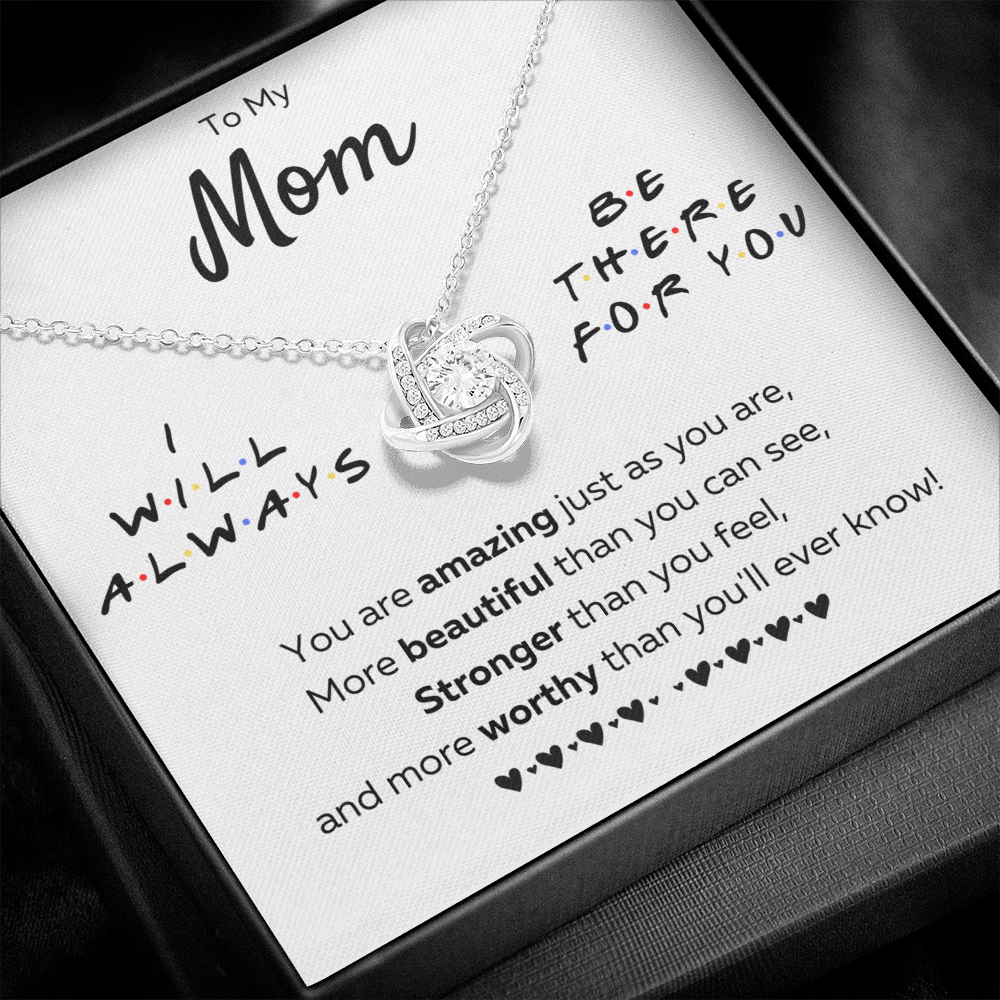 Mother daughter necklace jewelry birthday mothers day gifts from daughter to my mom Love Knot Necklace with Message Card and Gift Box - ON CLOUD NINE GIFTS