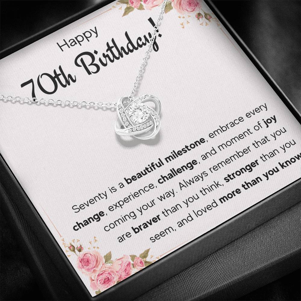 HAPPY 70TH BIRTHDAY JOY LOVE KNOT NECKLACE GIFT SET - ON CLOUD NINE GIFTS