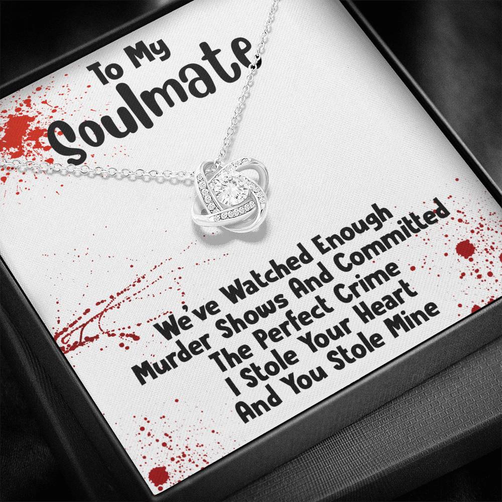 TO MY SOULMATE MURDER SHOWS LOVE KNOT NECKLACE GIFT SET - ON CLOUD NINE GIFTS