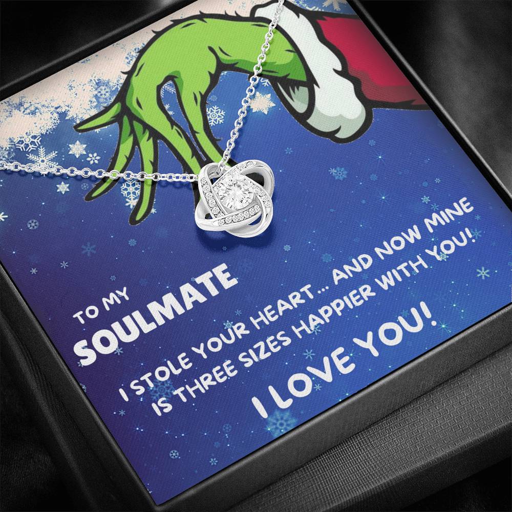 TO MY SOULMATE "THREE SIZES HAPPIER" LOVE KNOT NECKLACE GIFT SET - ON CLOUD NINE GIFTS