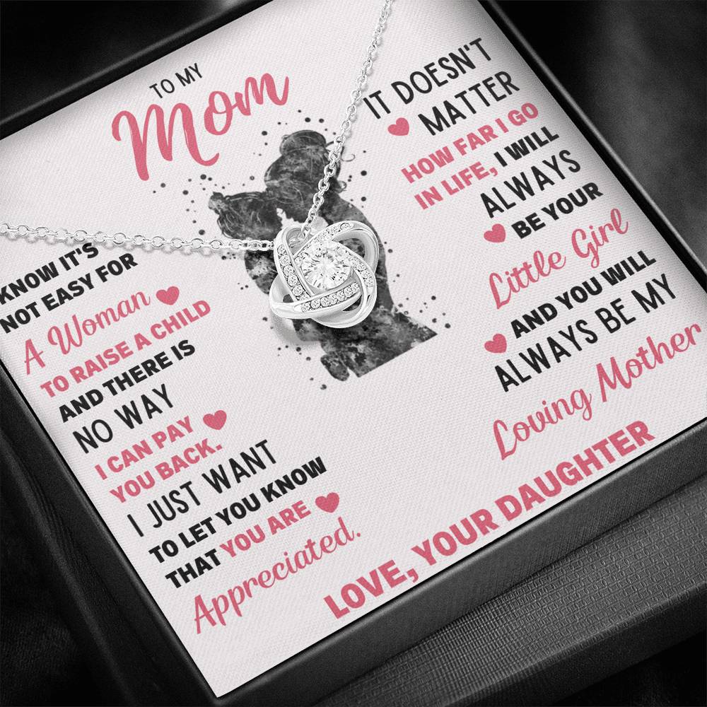 TO MY MOM LITTLE GIRL LOVE KNOT NECKLACE GIFT SET - ON CLOUD NINE GIFTS