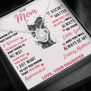TO MY MOM LITTLE GIRL LOVE KNOT NECKLACE GIFT SET - ON CLOUD NINE GIFTS