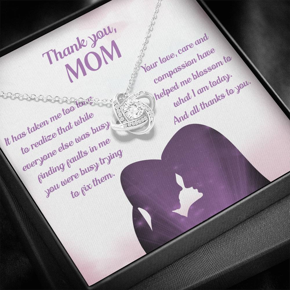 THANK YOU MOM "BLOSSOM PB" LOVE KNOT NECKLACE GIFT SET - ON CLOUD NINE GIFTS