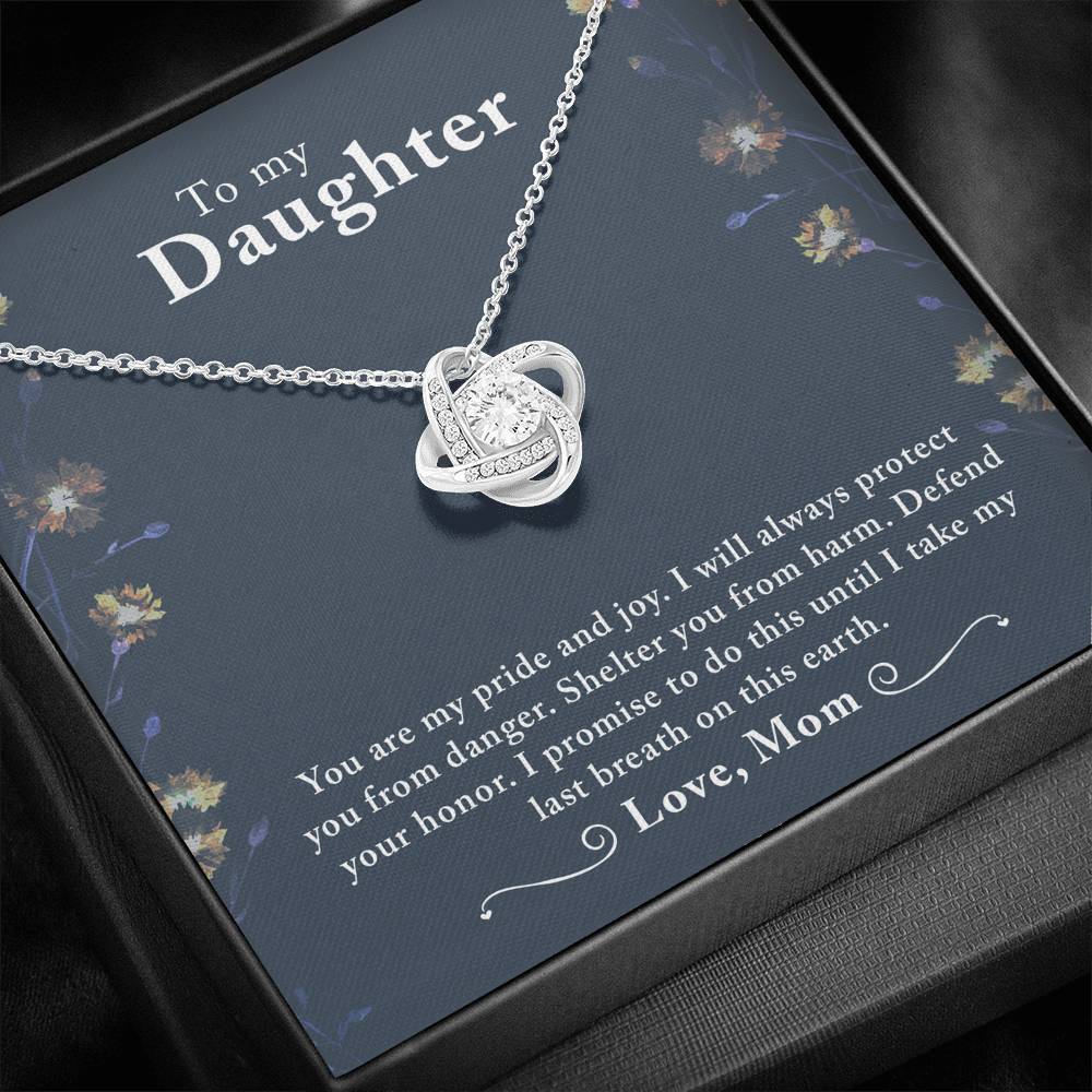 TO MY DAUGHTER "LAST BREATH" LOVE KNOT NECKLACE GIFT SET - ON CLOUD NINE GIFTS
