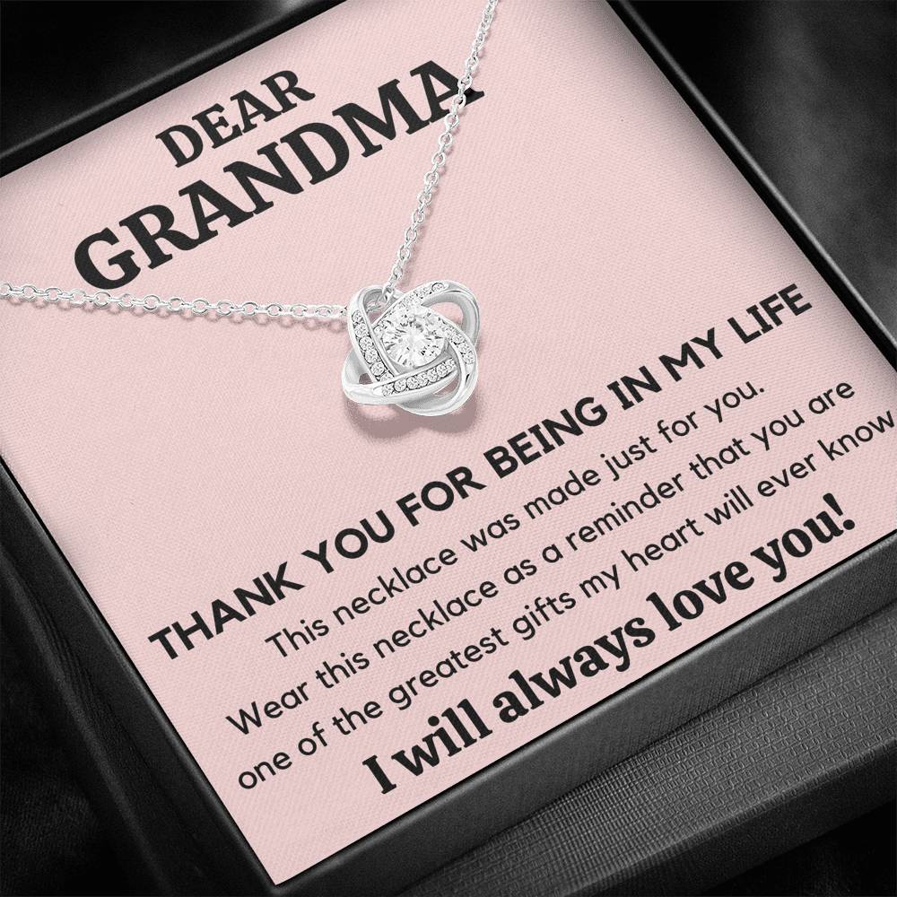 DEAR GRANDMA MY LIFE LOVE KNOT NECKLACE GIFT SET - ON CLOUD NINE GIFTS