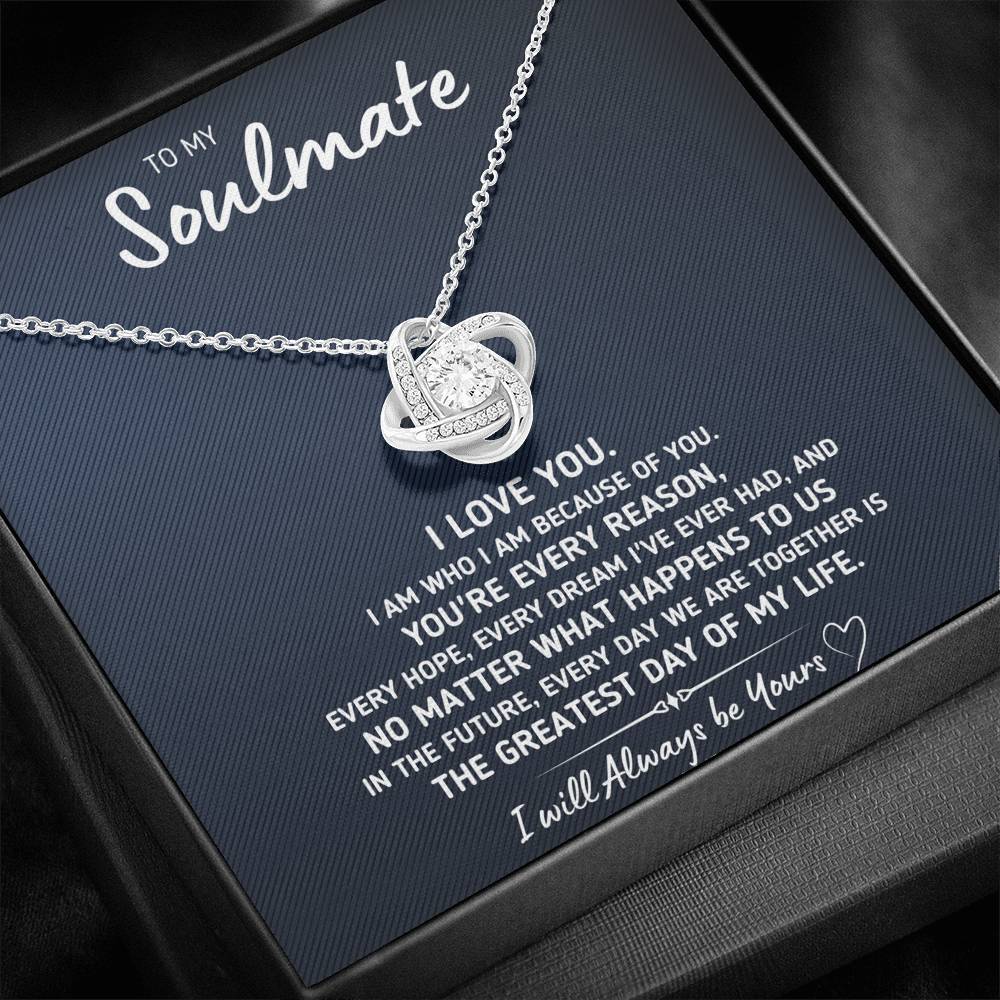 TO MY SOULMATE "GREATEST DAY" LOVE KNOT NECKLACE GIFT SET - ON CLOUD NINE GIFTS