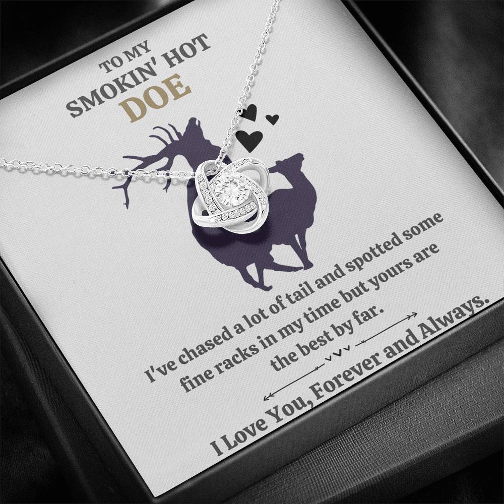 TO MY SMOKIN HOT DOE "TAIL - GOLDEN" LOVE KNOT NECKLACE GIFT SET - ON CLOUD NINE GIFTS