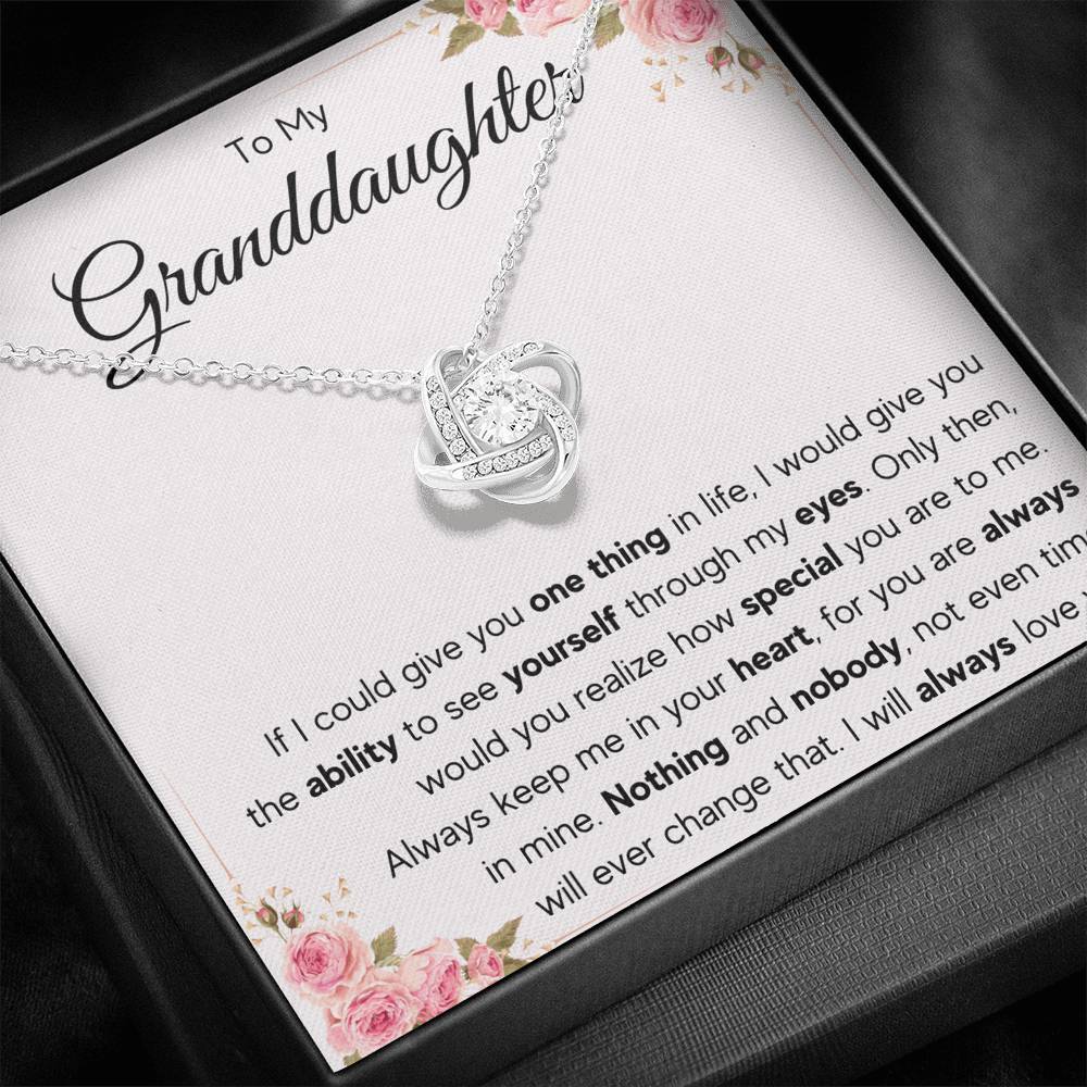 TO MY GRANDDAUGHTER EYES LOVE KNOT NECKLACE GIFT SET - ON CLOUD NINE GIFTS