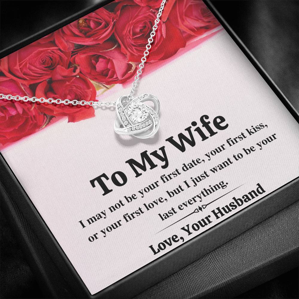 TO MY WIFE "LAST EVERYTHING - RED ROSES" LOVE KNOT NECKLACE GIFT SET - ON CLOUD NINE GIFTS