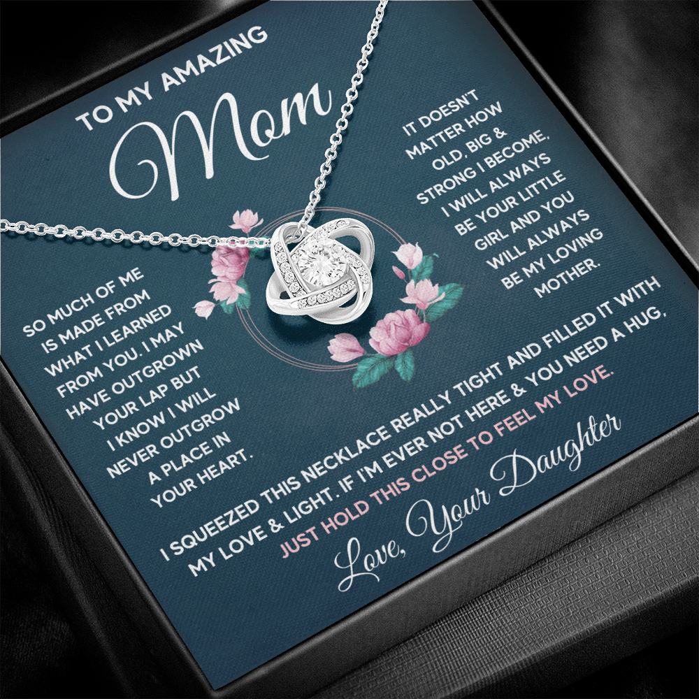 Mother daughter necklace jewelry birthday mothers day gifts from daughter to my mom Love Knot Necklace with Message Card and Gift Box - ON CLOUD NINE GIFTS