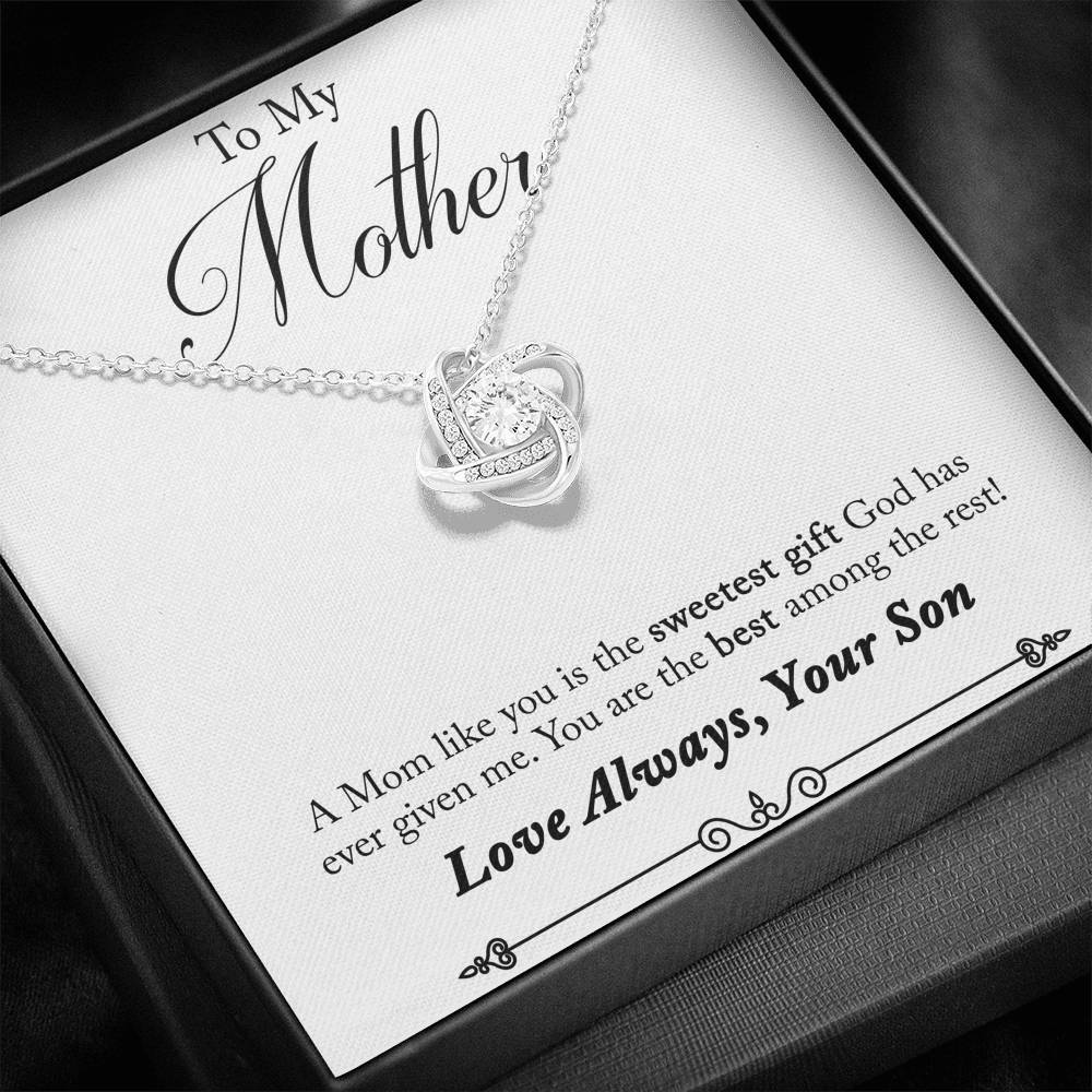 TO MY MOTHER "AMONG THE REST - SO" LOVE KNOT NECKLACE GIFT SET - ON CLOUD NINE GIFTS
