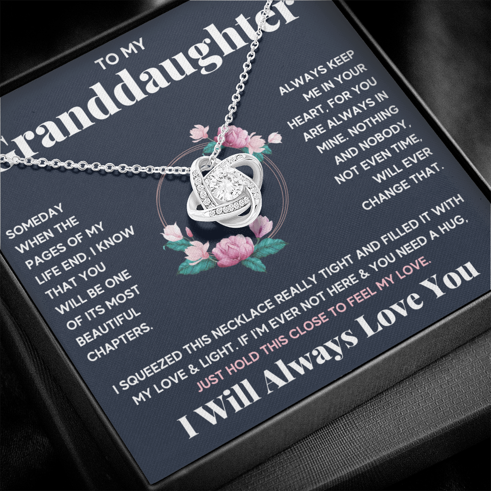 Granddaughter gifts from grandma jewelry from grandpa birthday gift for my granddaughter Love Knot Necklace with Message Card and Gift Box - ON CLOUD NINE GIFTS