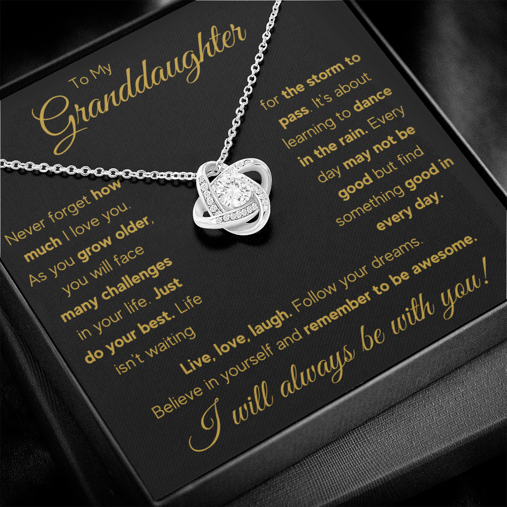 Granddaughter gifts from grandma jewelry from grandpa birthday gift for my granddaughter Love Knot Necklace with Message Card and Gift Box - ON CLOUD NINE GIFTS