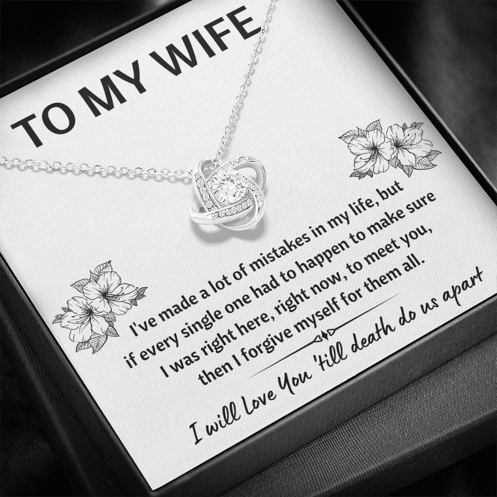 TO MY WIFE "MISTAKES" LOVE KNOT NECKLACE GIFT SET - ON CLOUD NINE GIFTS