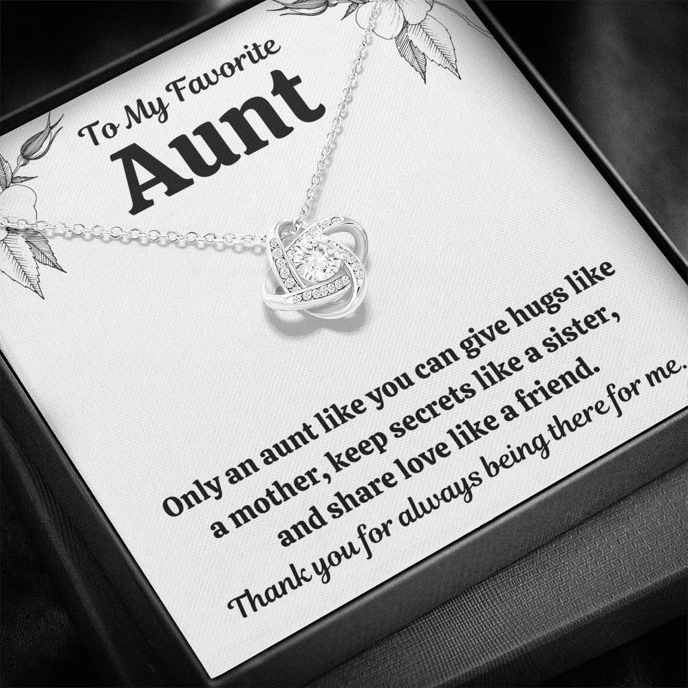 TO MY FAV AUNT "LIKE" LOVE KNOT NECKLACE GIFT SET - ON CLOUD NINE GIFTS