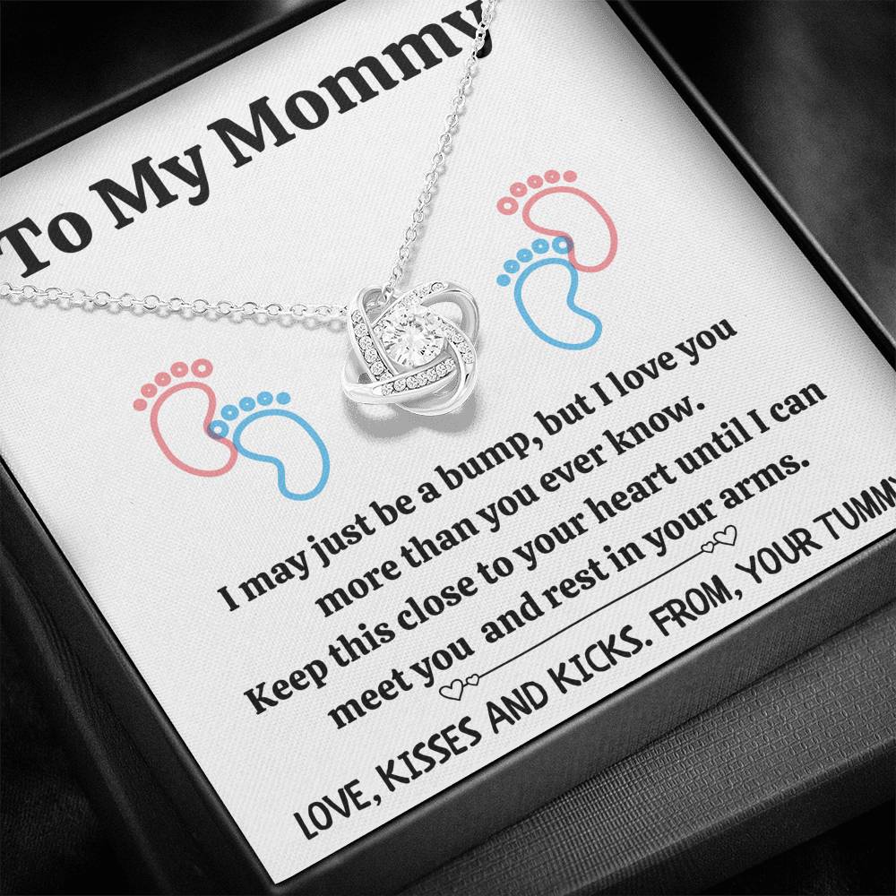 TO MY MOMMY "BABY FEET - WHITE" LOVE KNOT NECKLACE GIFT SET - ON CLOUD NINE GIFTS