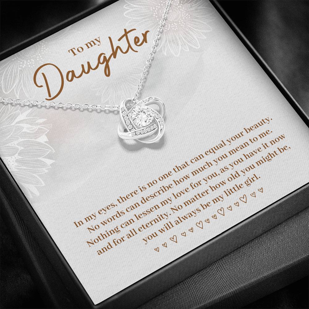 TO MY DAUGHTER "EQUAL YOUR BEAUTY" LOVE KNOT NECKLACE GIFT SET - ON CLOUD NINE GIFTS