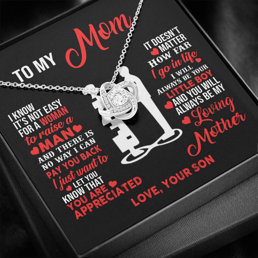 TO MY MOM LITTLE BOY LOVE KNOT NECKLACE GIFT SET - ON CLOUD NINE GIFTS
