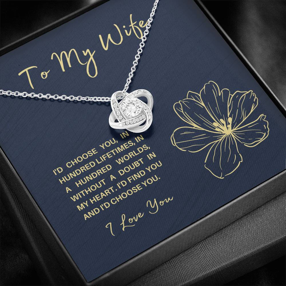 TO MY WIFE "HUNDRED LIFETIMES" LOVE KNOT NECKLACE GIFT SET - ON CLOUD NINE GIFTS
