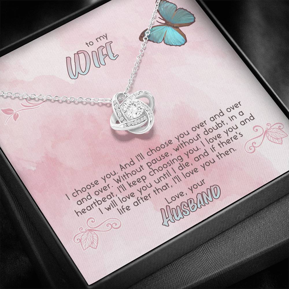 TO MY WIFE "CHOOSE" LOVE KNOT NECKLACE GIFT SET - ON CLOUD NINE GIFTS