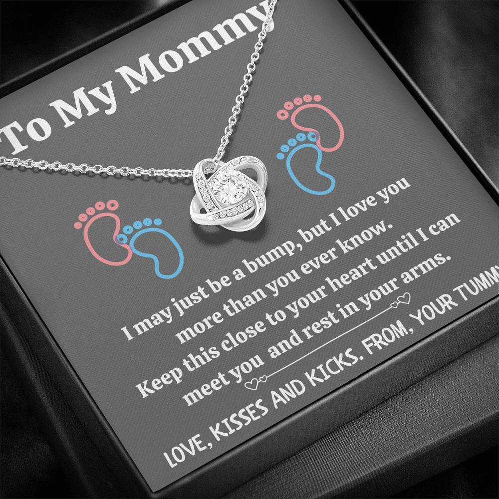 TO MY MOMMY "BABY FEET - GRAY" LOVE KNOT NECKLACE GIFT SET - ON CLOUD NINE GIFTS