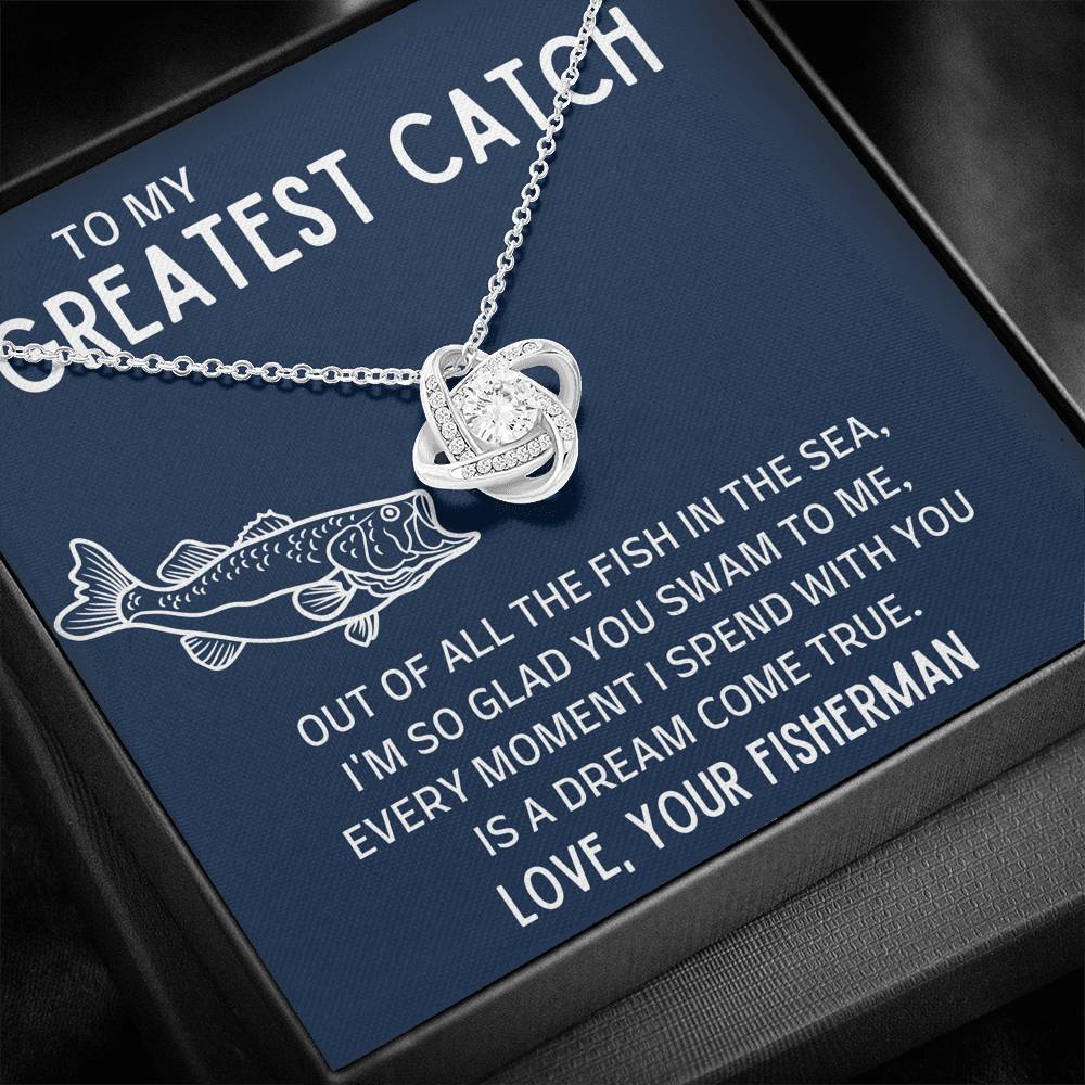 TO MY GREATEST CATCH "FISH IN THE SEA" LOVE KNOT NECKLACE GIFT SET - ON CLOUD NINE GIFTS
