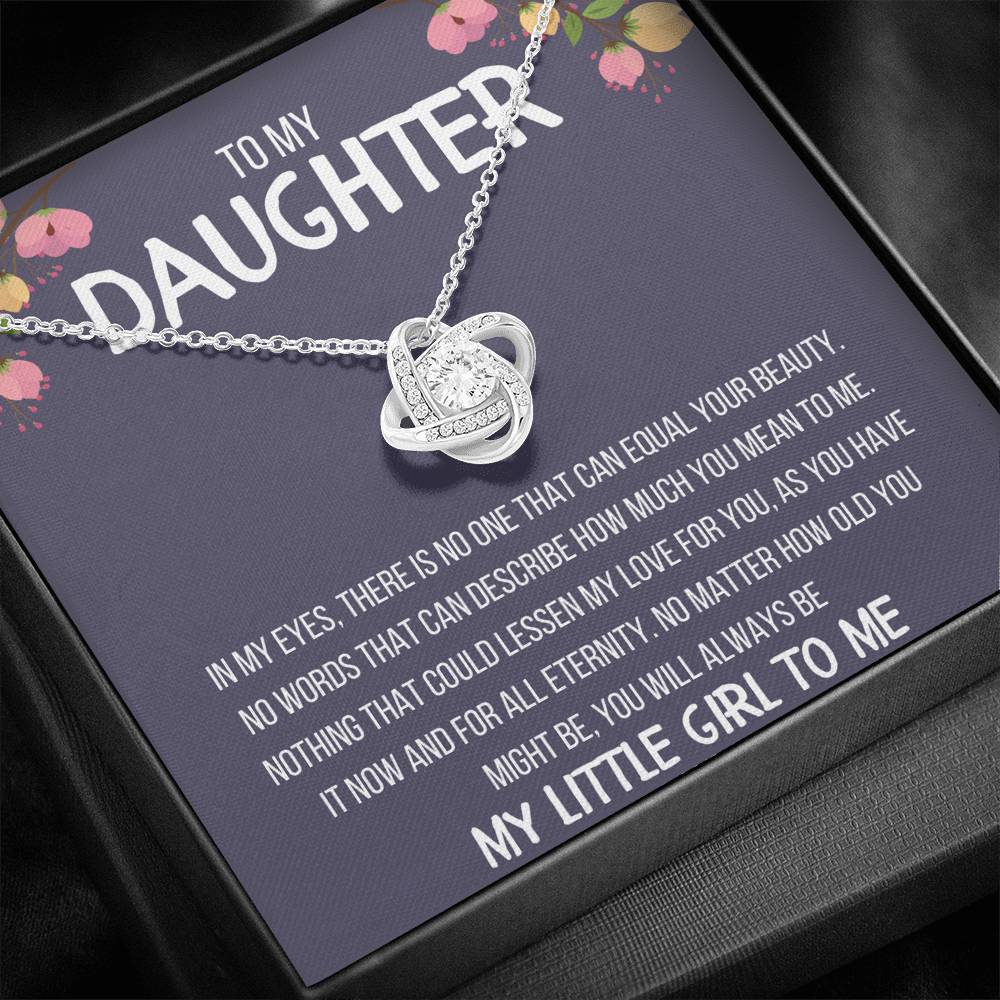 TO MY DAUGHTER "MY LITTLE GIRL TO ME" LOVE KNOT NECKLACE GIFT SET - ON CLOUD NINE GIFTS