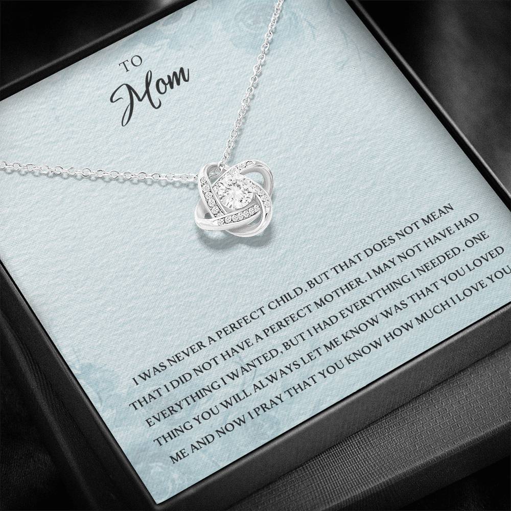 TO MY MOM "EVERYTHING I NEEDED PB" LOVE KNOT NECKLACE GIFT SET - ON CLOUD NINE GIFTS