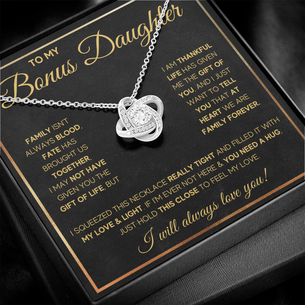To my bonus daughter necklace, bonus daughter necklace from stepdad, step daughter necklace, step daughter from mom - ON CLOUD NINE GIFTS