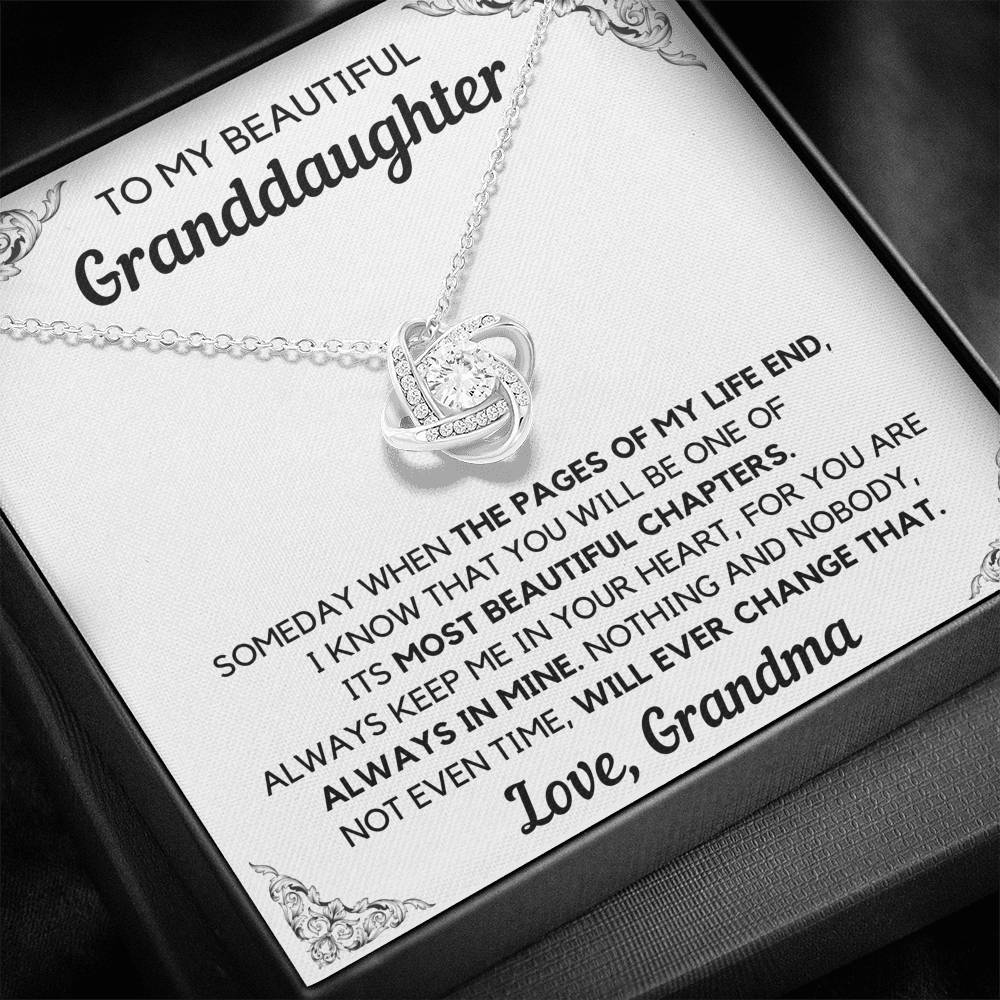 TO MY BEAUTIFUL GRANDDAUGHTER FROM GRANDMA CHAPTERS LOVE KNOT NECKLACE GIFT SET - ON CLOUD NINE GIFTS