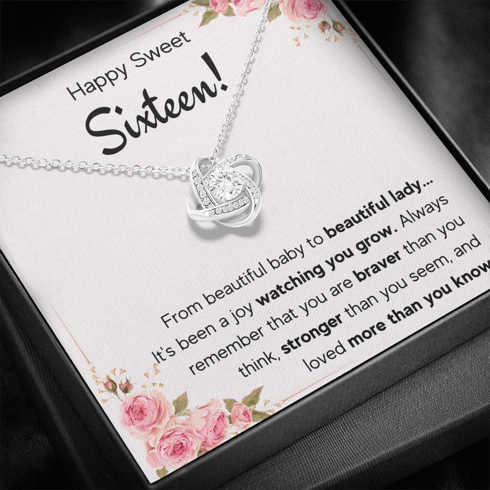 HAPPY SWEET SIXTEEN GROW LOVE KNOT NECKLACE GIFT SET - ON CLOUD NINE GIFTS