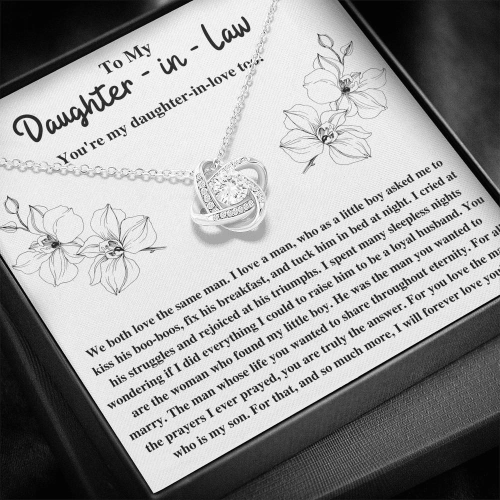 TO MY DAUGHTER-IN-LAW TRIUMPHS FLOWERS LOVE KNOT NECKLACE GIFT SET - ON CLOUD NINE GIFTS