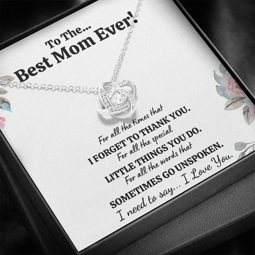 TO THE BEST MOM EVER "FOR ALL" LOVE KNOT NECKLACE GIFT SET - ON CLOUD NINE GIFTS