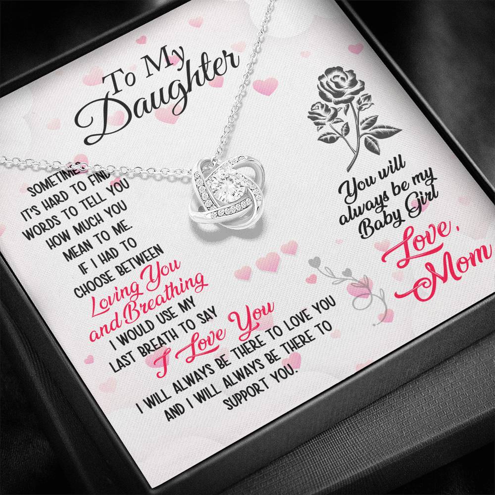 TO MY DAUGHTER "BREATHING" LOVE KNOT NECKLACE GIFT SET - ON CLOUD NINE GIFTS