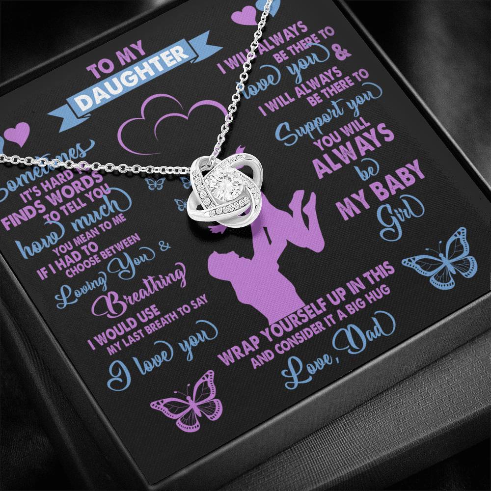 TO MY DAUGHTER FROM DAD "BREATHING" LOVE KNOT NECKLACE GIFT SET - ON CLOUD NINE GIFTS