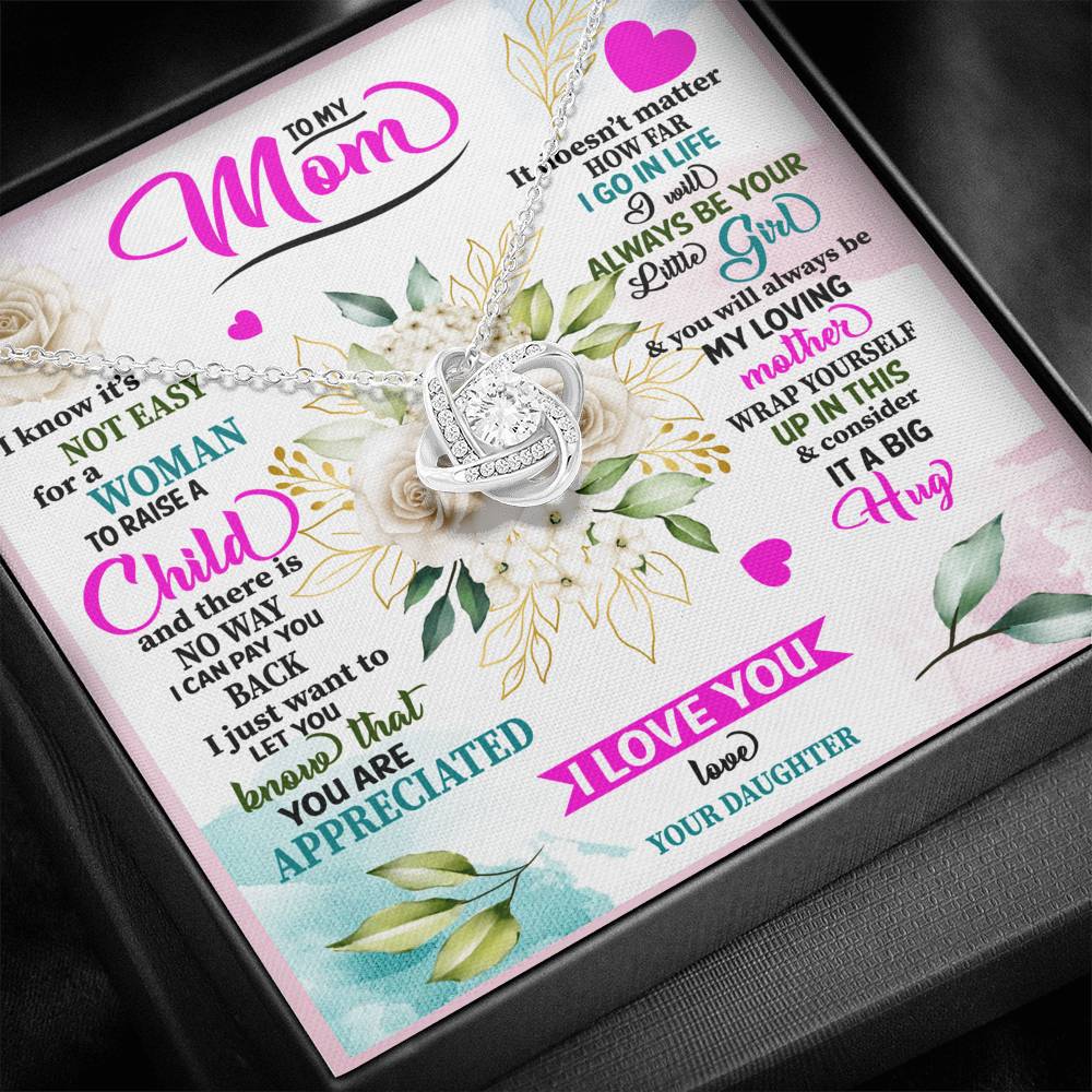 TO MY MOM FROM DAUGHTER "RAISE" LOVE KNOT NECKLACE GIFT SET - ON CLOUD NINE GIFTS