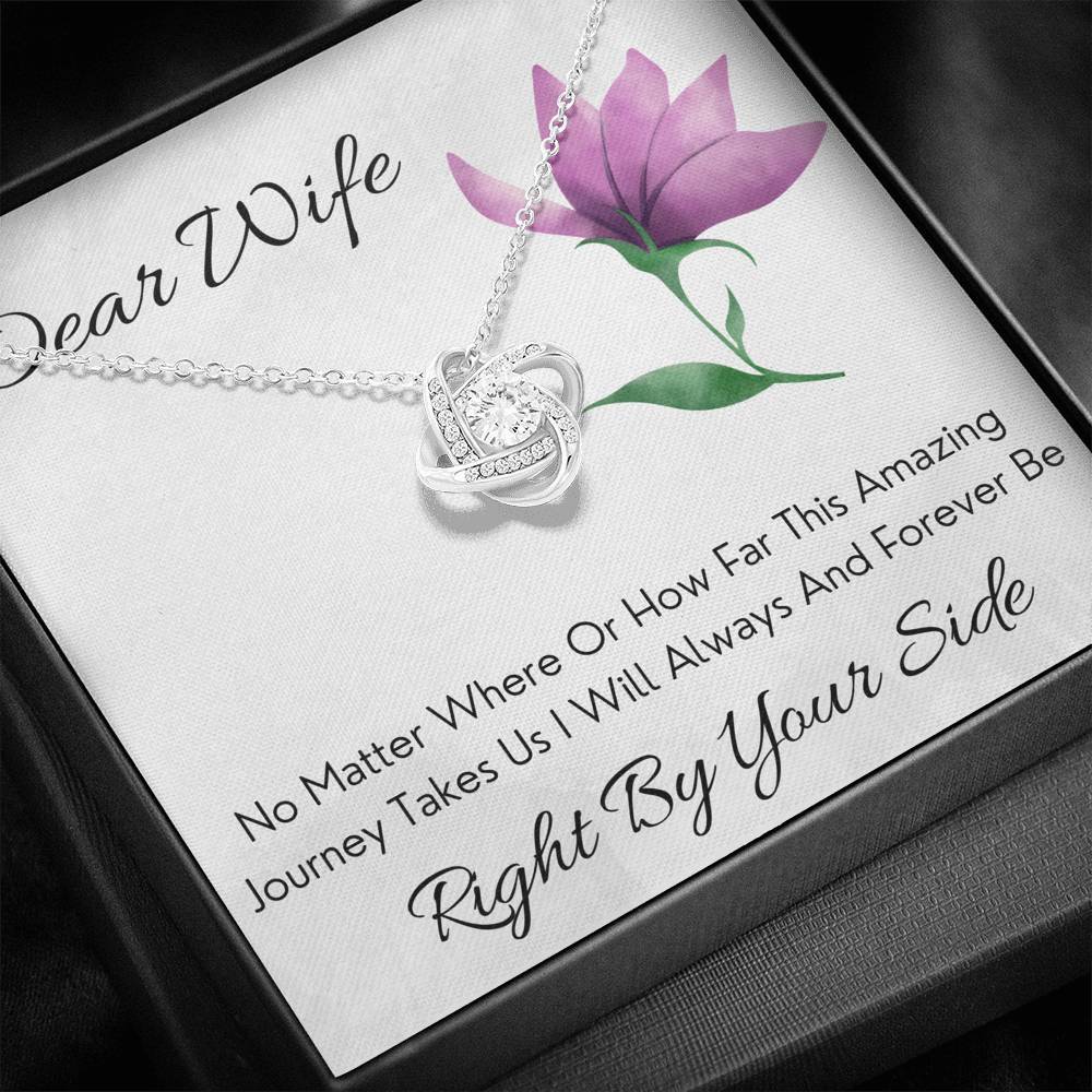 DEAR WIFE "BY YOUR SIDE" LOVE KNOT NECKLACE GIFT SET - ON CLOUD NINE GIFTS