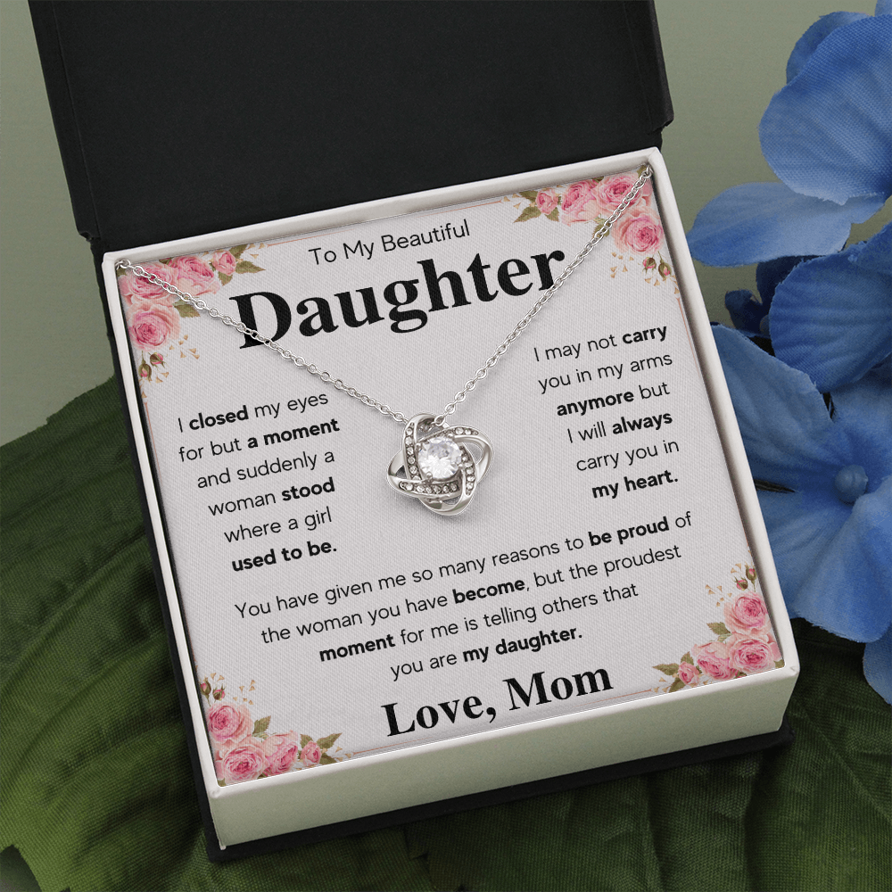 TO MY DAUGHTER PROUD LOVE KNOT NECKLACE GIFT SET - ON CLOUD NINE GIFTS