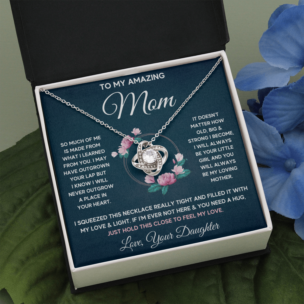 Mother daughter necklace jewelry birthday mothers day gifts from daughter to my mom Love Knot Necklace with Message Card and Gift Box - ON CLOUD NINE GIFTS