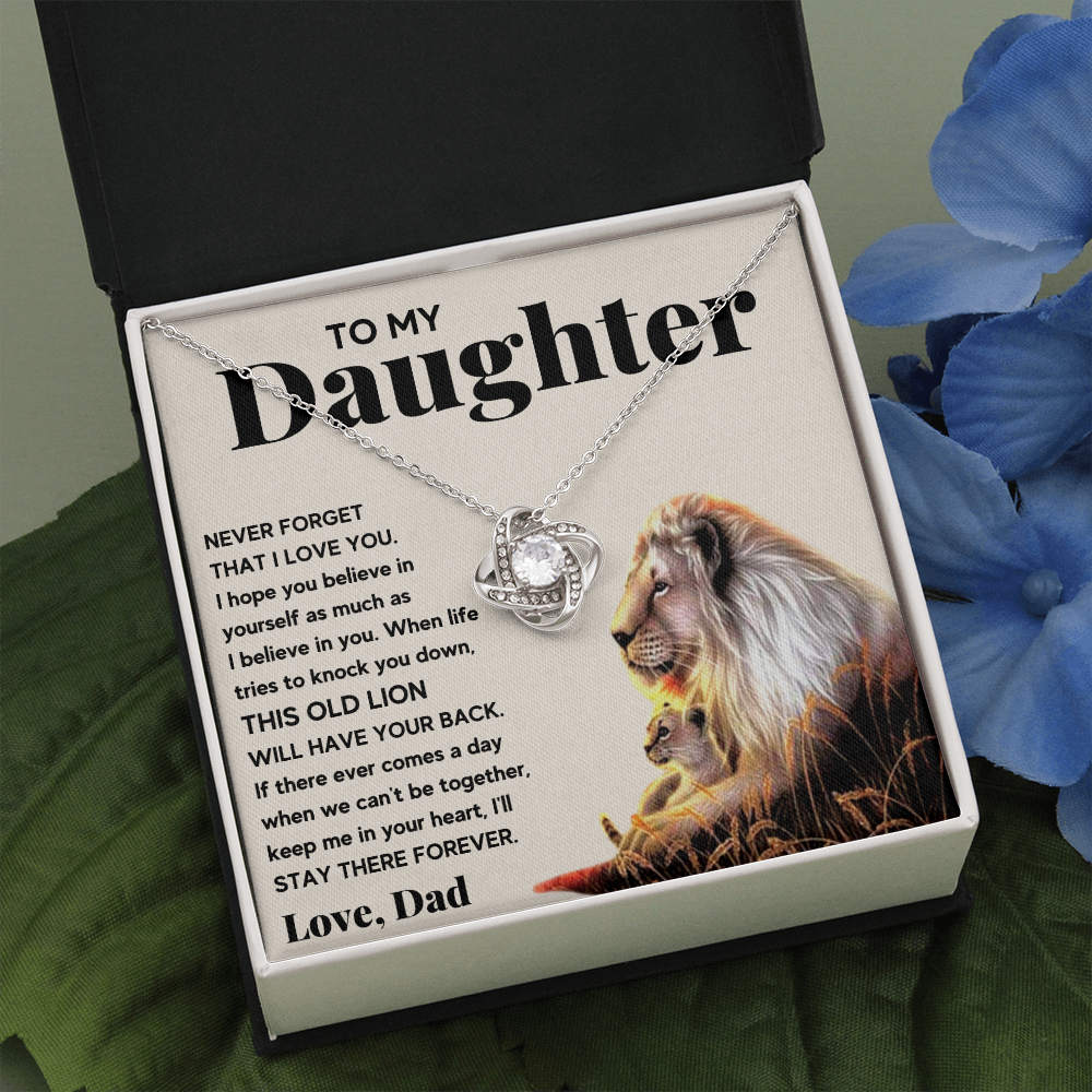 DAUGHTER FROM DAD LION LOVE KNOT NECKLACE - ON CLOUD NINE GIFTS