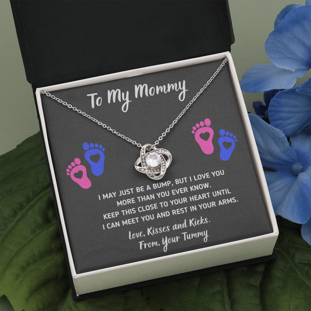 TO MY MOMMY BABY FEET LOVE KNOT NECKLACE GIFT SET - ON CLOUD NINE GIFTS