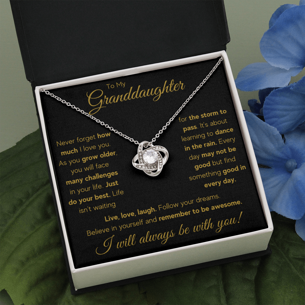 Granddaughter gifts from grandma jewelry from grandpa birthday gift for my granddaughter Love Knot Necklace with Message Card and Gift Box - ON CLOUD NINE GIFTS