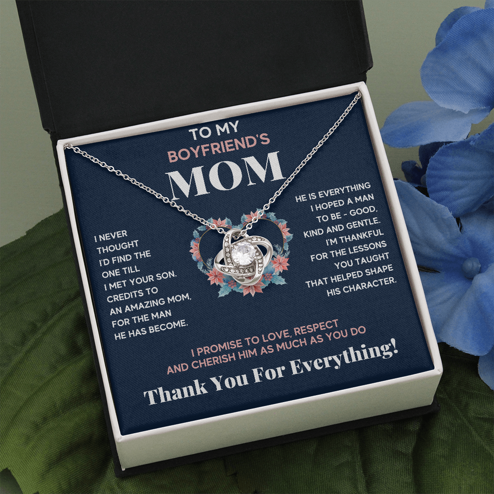 BOYFRIENDS MOM PINK/BLUE LOVE KNOT NECKLACE GIFT SET - ON CLOUD NINE GIFTS