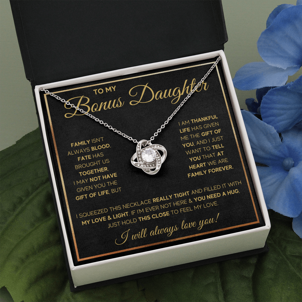 To my bonus daughter necklace, bonus daughter necklace from stepdad, step daughter necklace, step daughter from mom - ON CLOUD NINE GIFTS