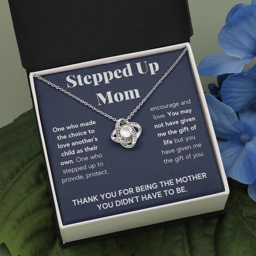 STEPPED UP MOM GREY LOVE KNOT NECKLACE GIFT SET - ON CLOUD NINE GIFTS