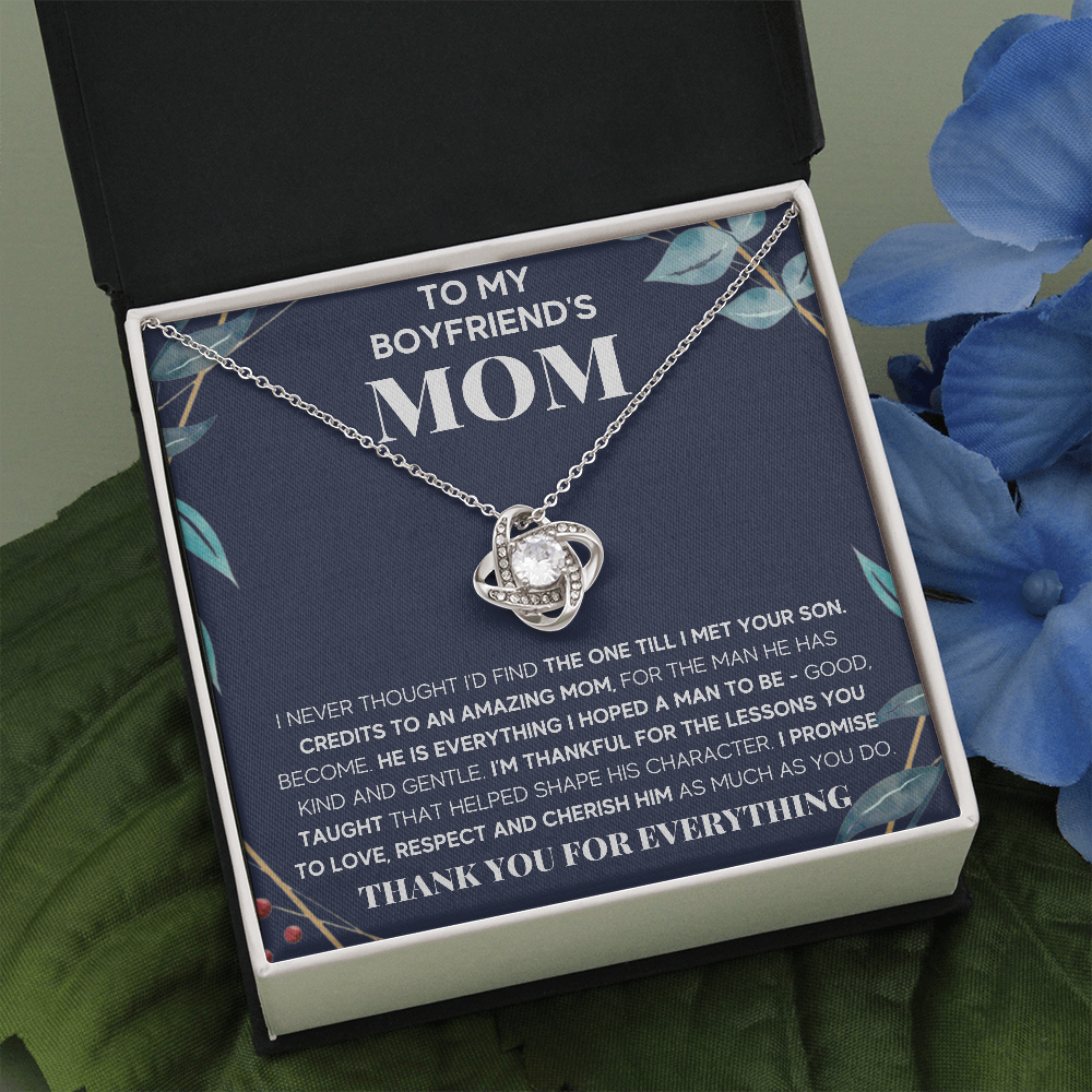 TO MY BOYFRIEND'S MOM LESSONS LOVE KNOT NECKLACE GIFT SET - ON CLOUD NINE GIFTS